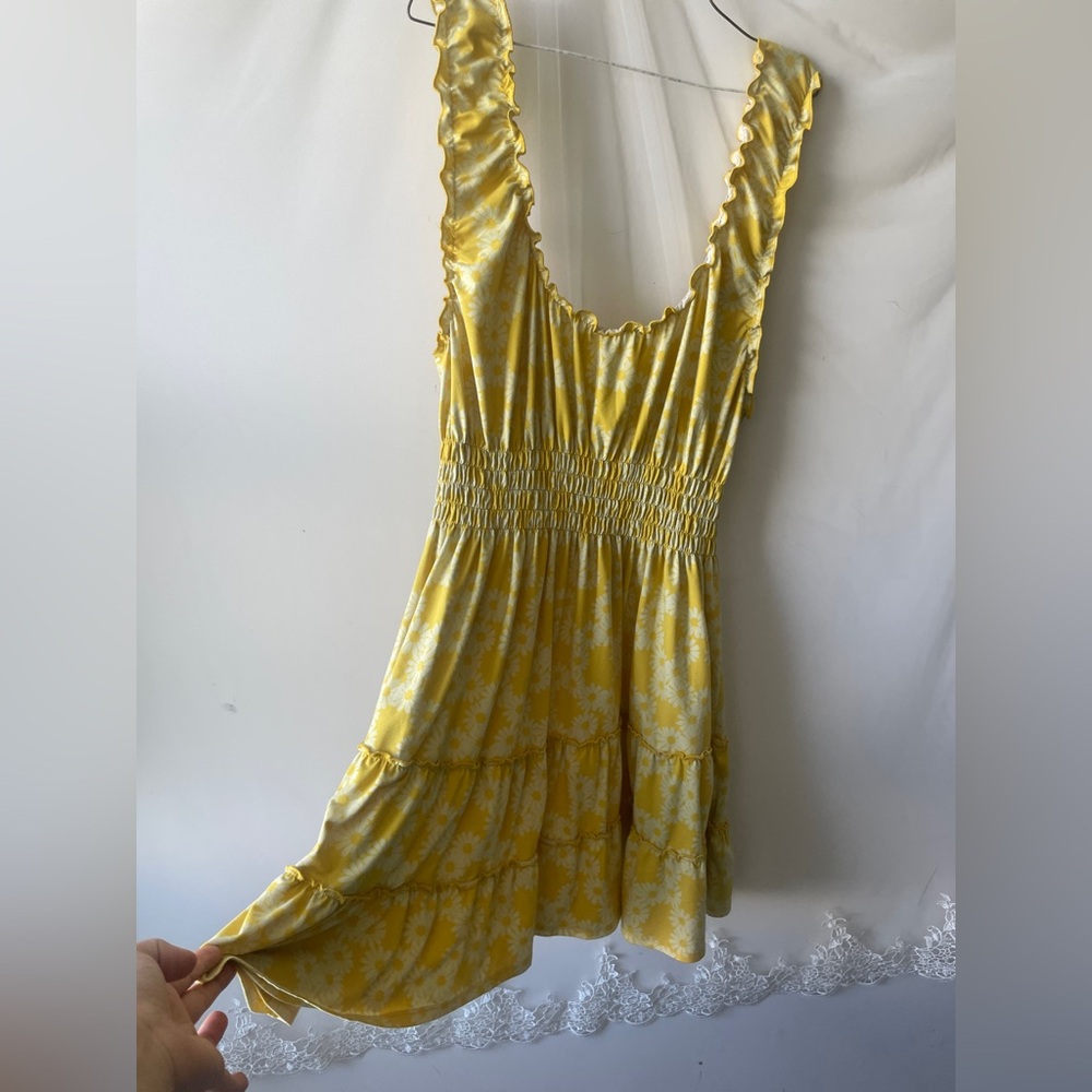 Yellow Sleeveless Ruffled Dress